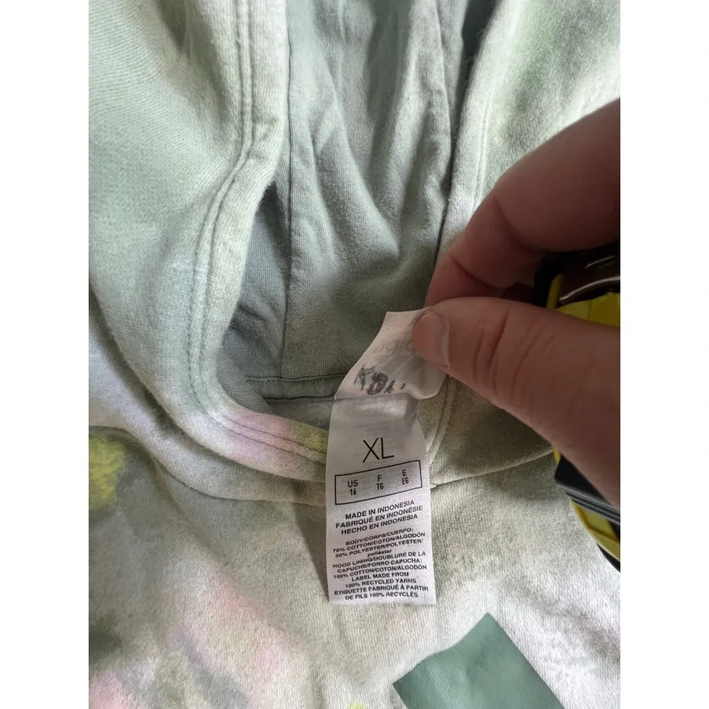 Adidas Hoodie‎ Youth XL Green Tie Dye Good Loose Fit Fleece Logo Sweatshirt